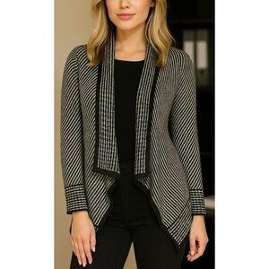 The Cashmere Project Cardigan Sweater Bolero Jacket Women XS Black White Striped